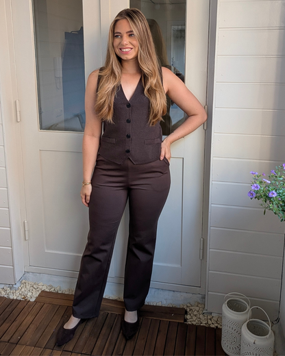 Wide leg pantalon Isabel - Bruin