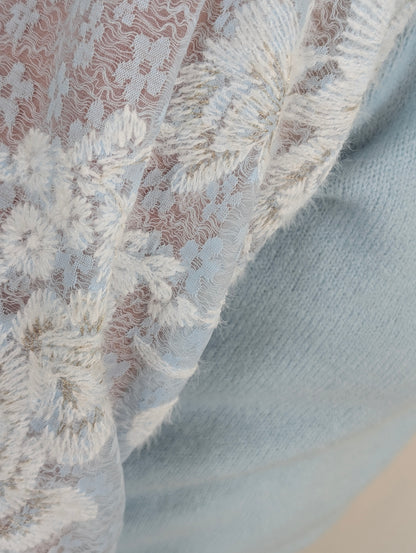 Dolly Kanten Mouw Trui - Blauw