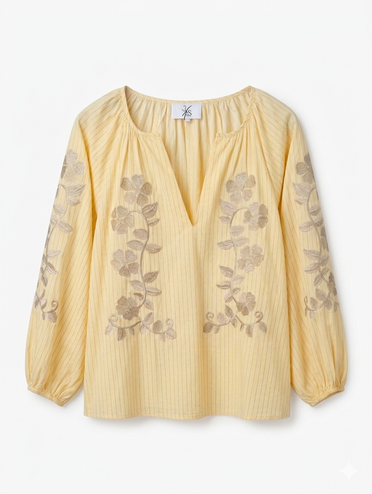 Summer Breeze Oversized Blouse - Yellow
