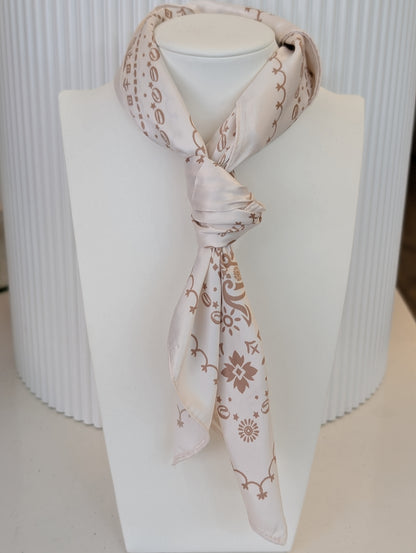 Print sjaal - Bruin / off white