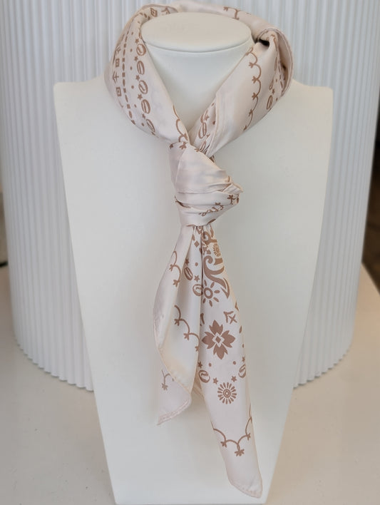 Print sjaal - Bruin / off white