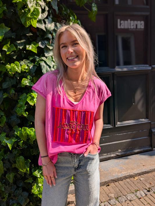 Chérie Beaded shirt - Roze
