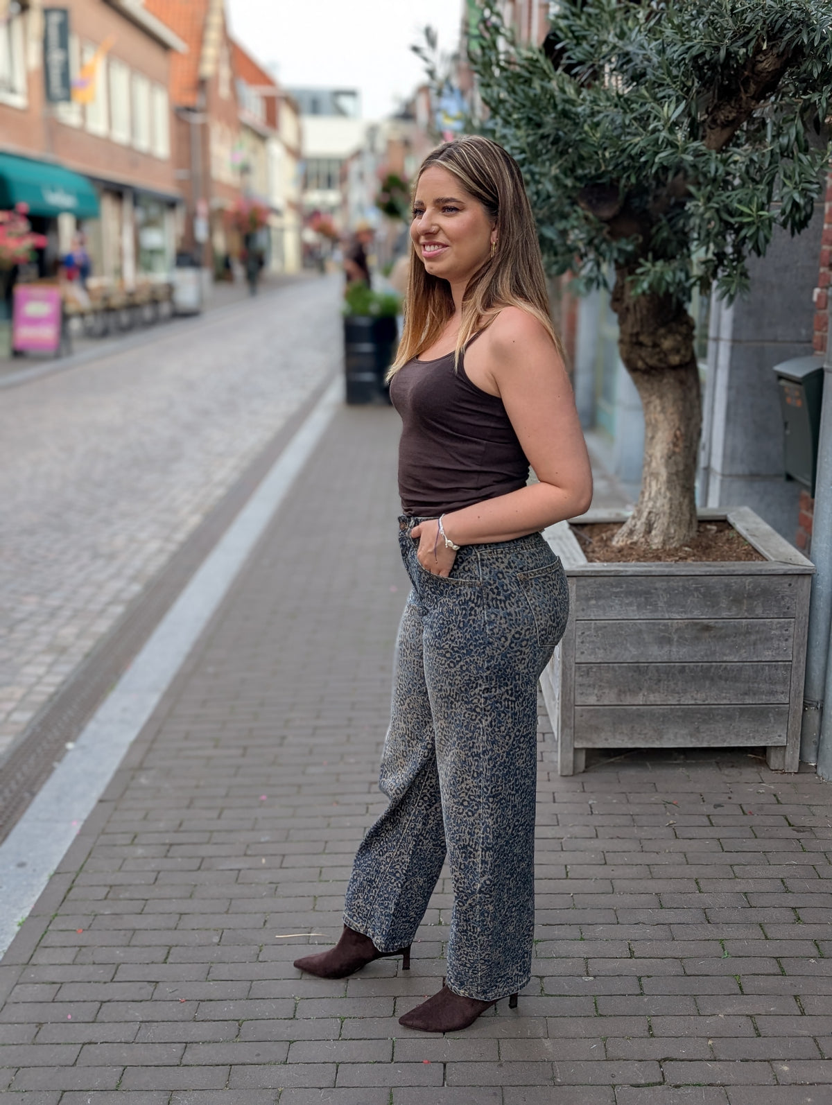 Sun Barrel panterprint jeans - Blauw / taupe
