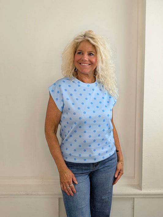 Polkadot top Sunset - Blauw