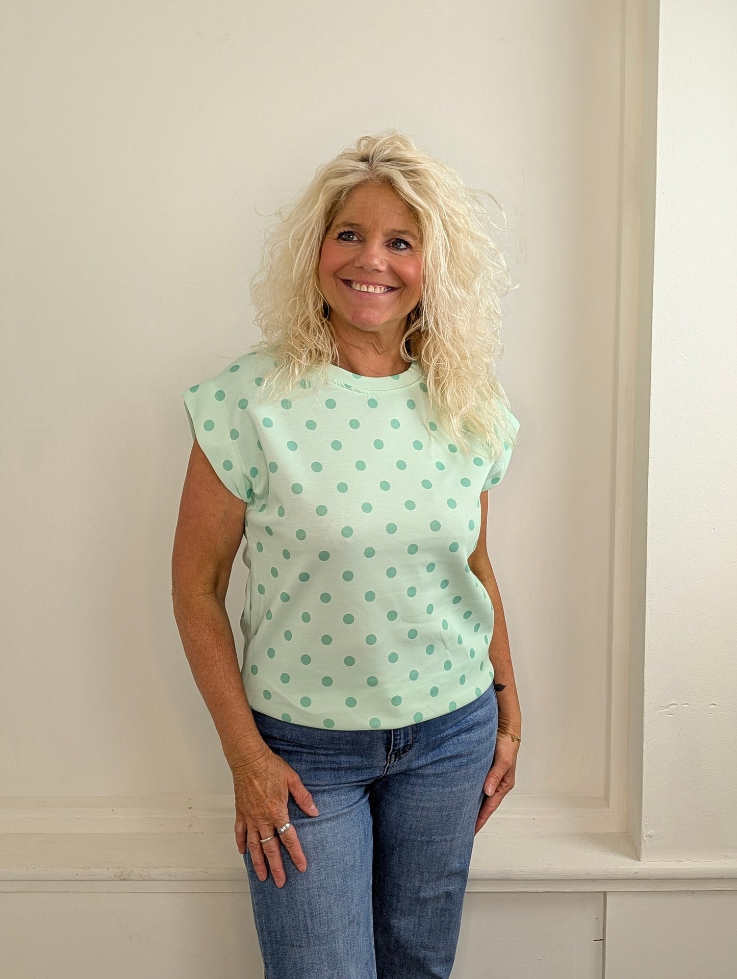 Polkadot top Sunset - Groen