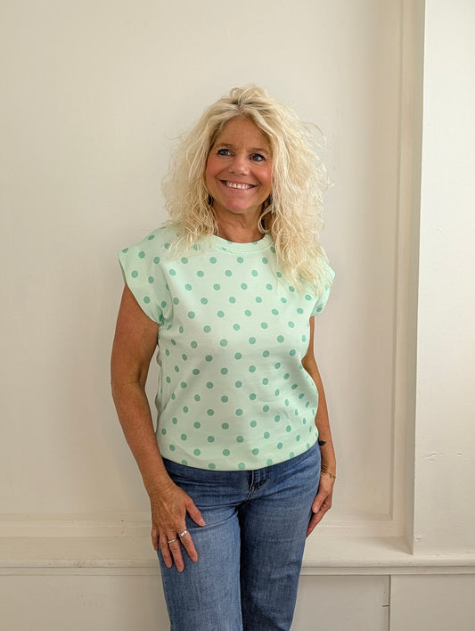 Polkadot top Sunset - Groen