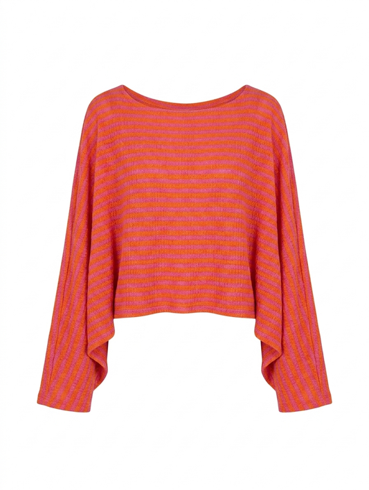 Sunset Stripe Knit Top - Oranje/Roze