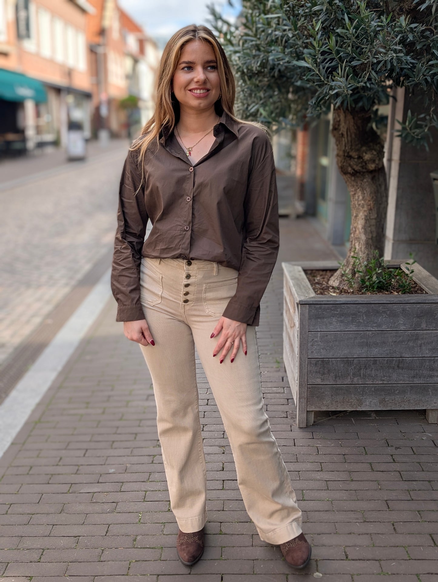 Folyrose broek Nina - Zand