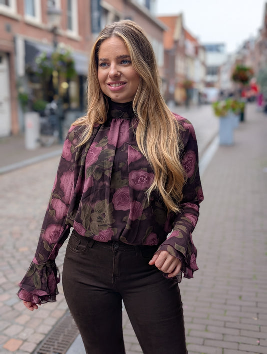 Print blouse Emily - Plum