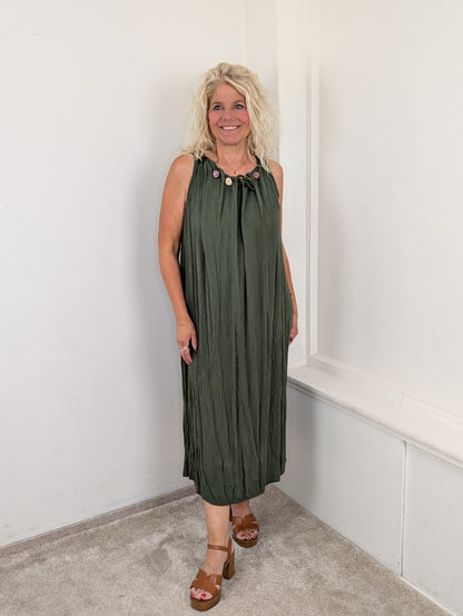 Azzura maxi dress beads - Groen