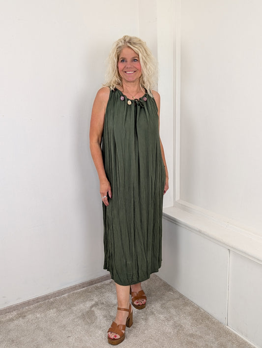 Azzura maxi dress beads - Groen