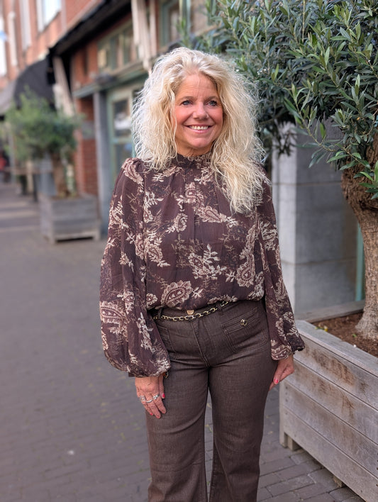 Flower mandala blouse - Bruin