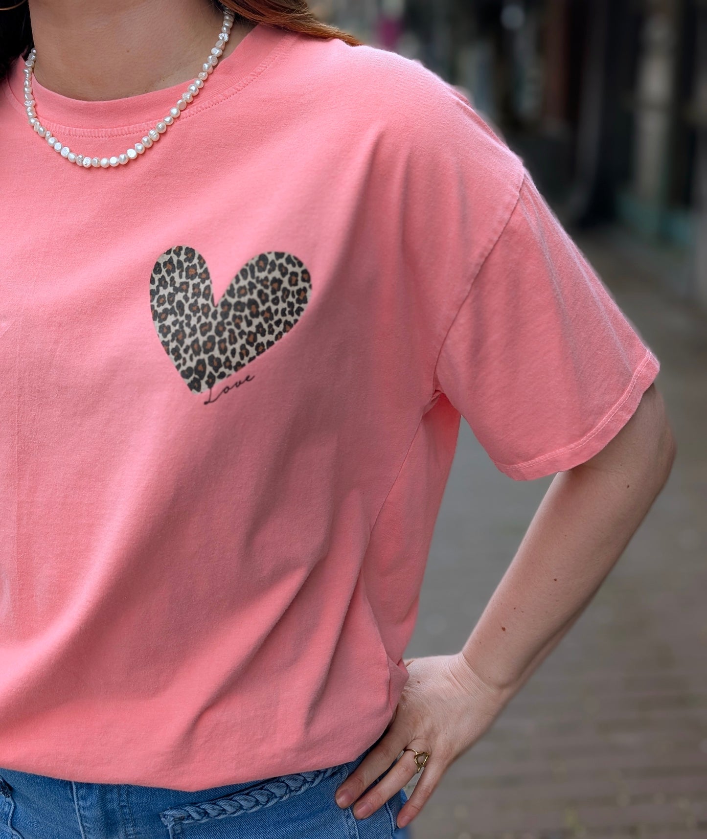 Panter heart shirt Amour - Koraal