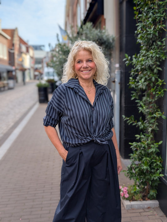 Sannie streep blouse - Blauw/ wit