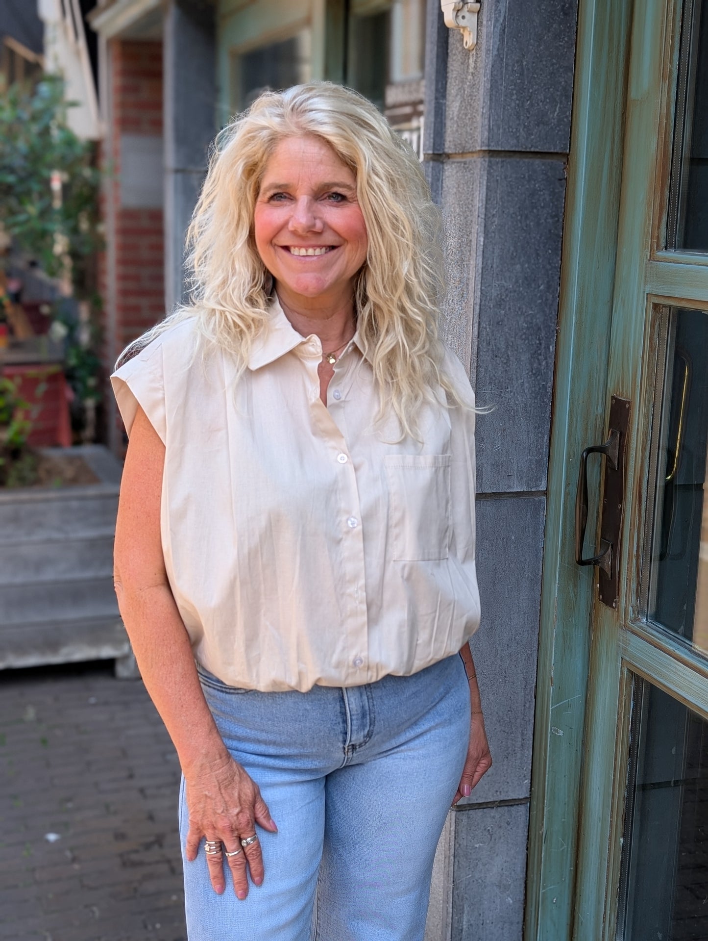 Katoenen blouse Veerle - Beige