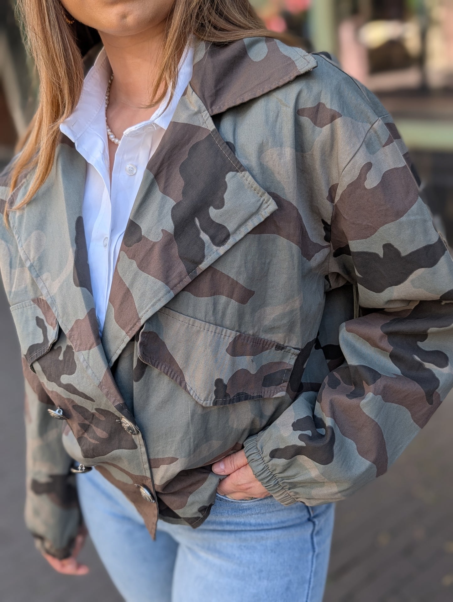Army jacket met dubbele knoopsluiting - Groen