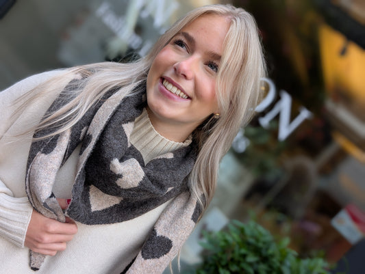 Mila hartjes punt sjaal - Taupe