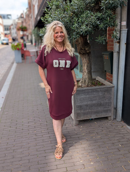 Jersey dress Teddy ONE - Bordeauxrood