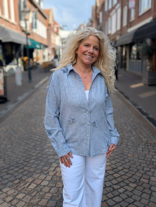 Unika flower blouse - Jeans blauw