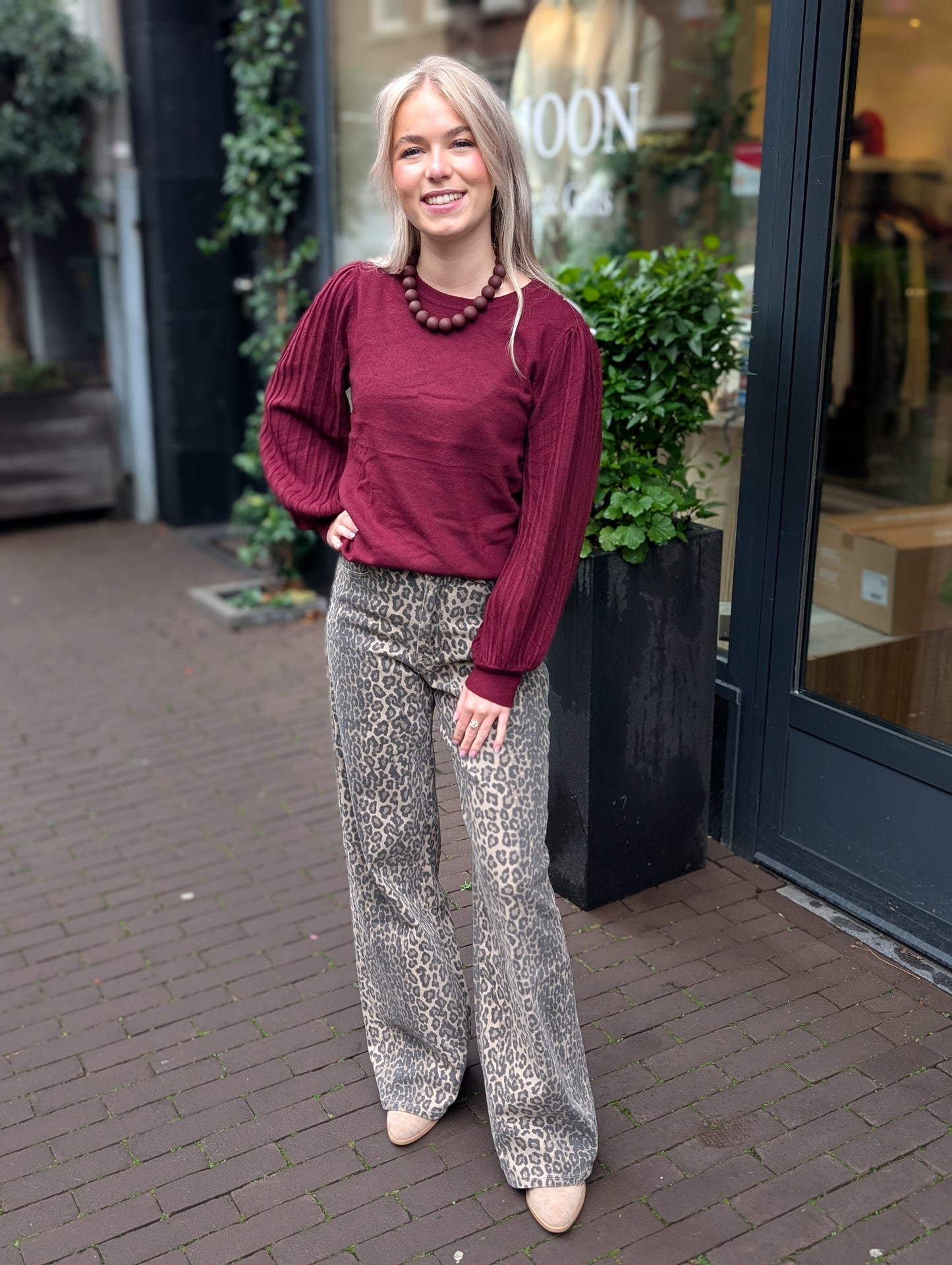 Laulia panter wide leg jeans