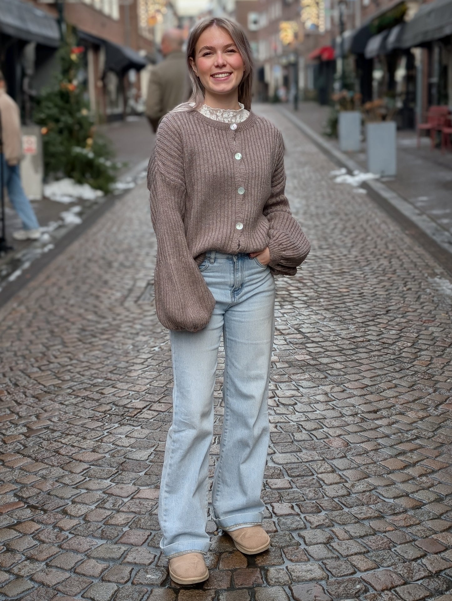 Vest Eefje ballonmouw - Taupe