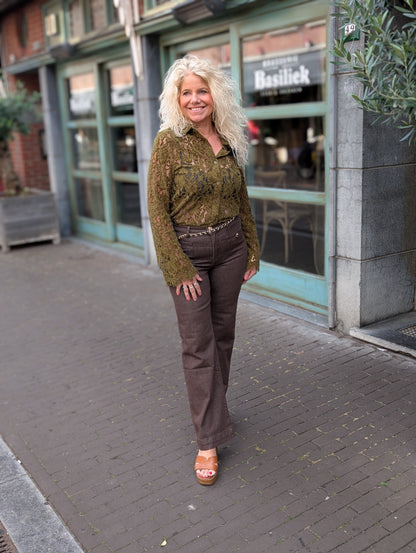 Kanten blouse Claire - Pistache groen