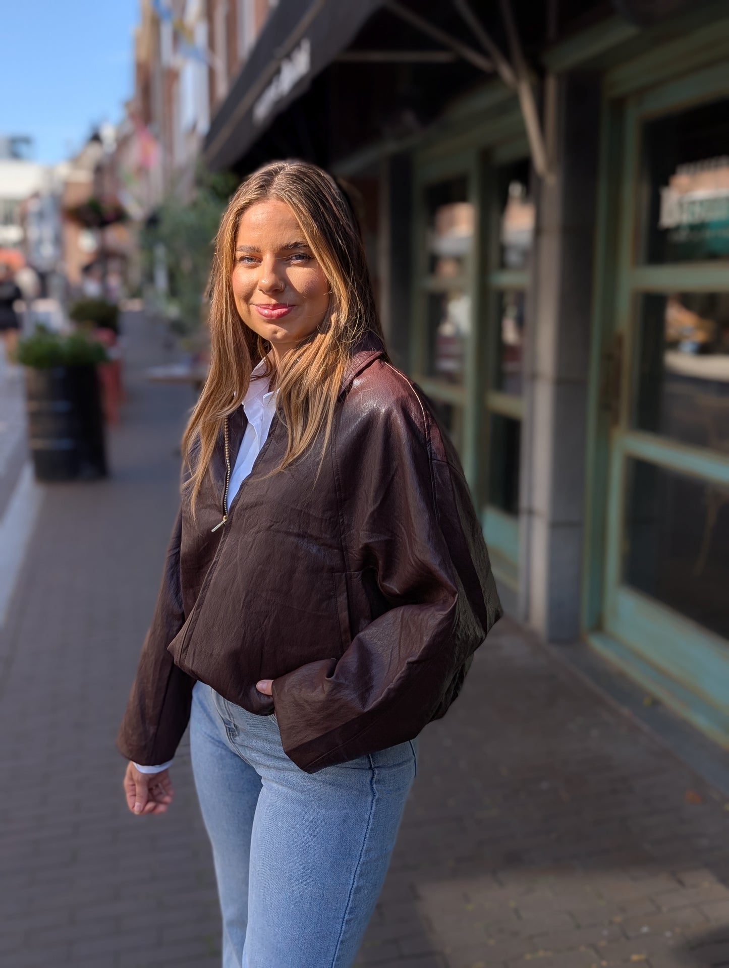 Faux leather bomber jasje - Bordeaux