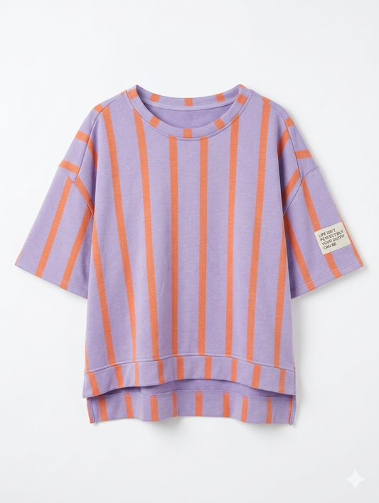 Striped Candy Oversized Sweater – Paars/Oranje
