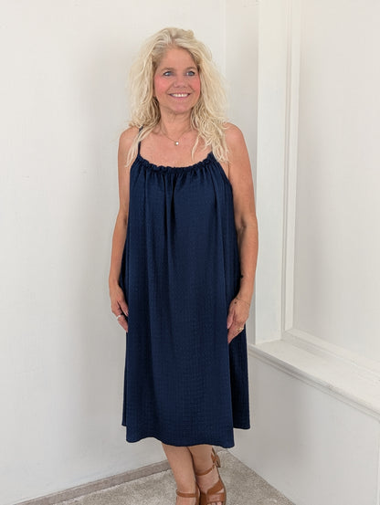 Amalfi crincle dress - Donkerblauw