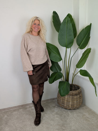Sandra trui met elastiek onderin - Beige