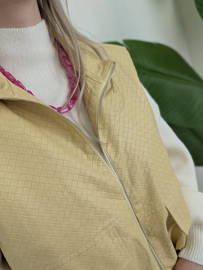 Weave gilet leather look - Geel