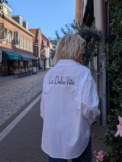 La Dolce vita blouse - Wit / bruin