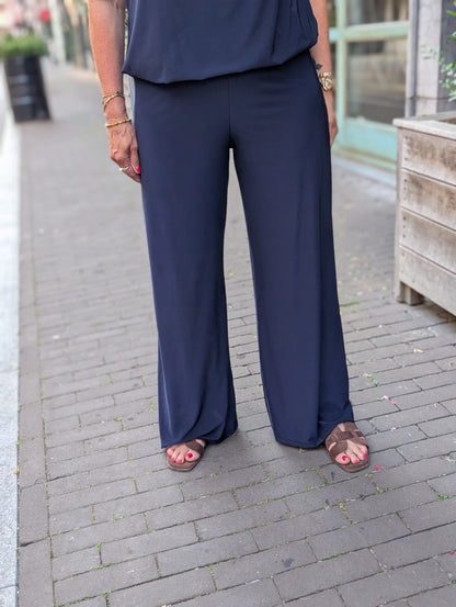 Basis travelstof wide leg - Donkerblauw