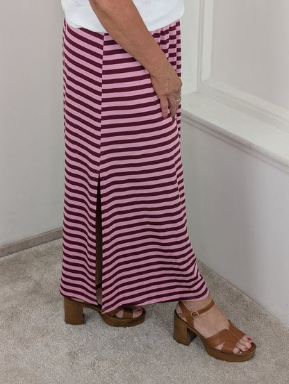Gestreepte rok Emma - Roze/Bordeaux