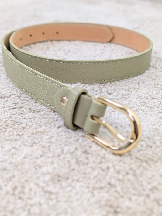 Leren riem gouden gesp - Olijfgroen