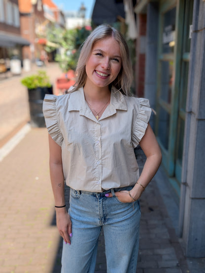 Vera ruffle top - Beige