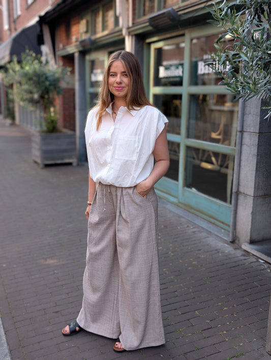 Lensy fijn ruitje pantalon - Grijs
