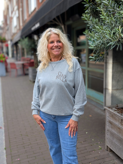 Ciao Bella Sweater - Washed Grey/Pink