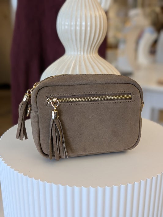 Tas met gouden rits en kwastje - Taupe