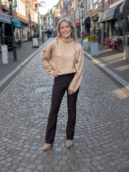 Glitter dots sweater - Camel/Goud