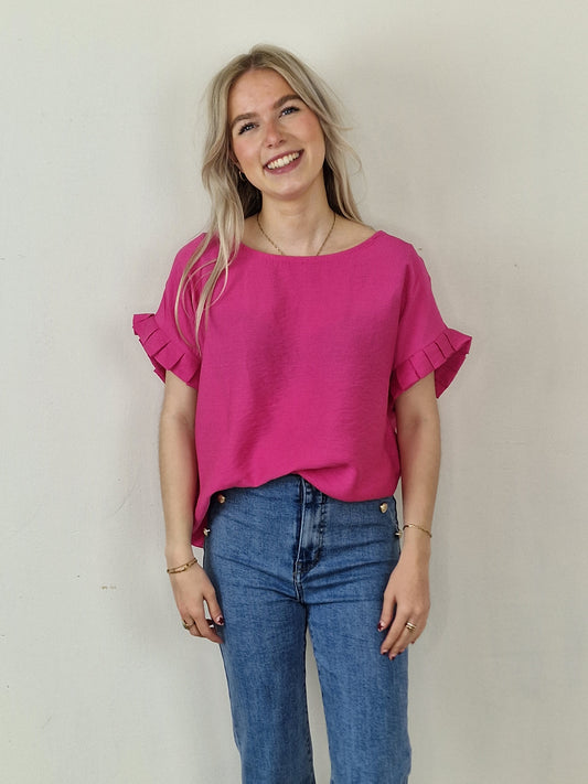 Kims ruffle blouse - Hard roze