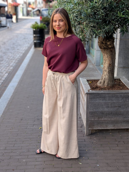 Lensy fijn ruitje pantalon - Beige