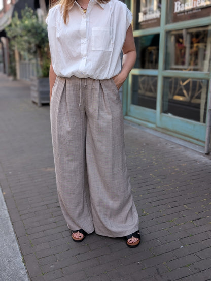 Lensy fijn ruitje pantalon - Grijs