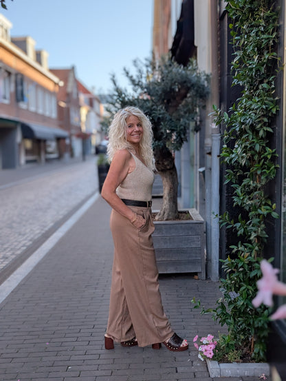 Jacky pantalon met riem - Mocca