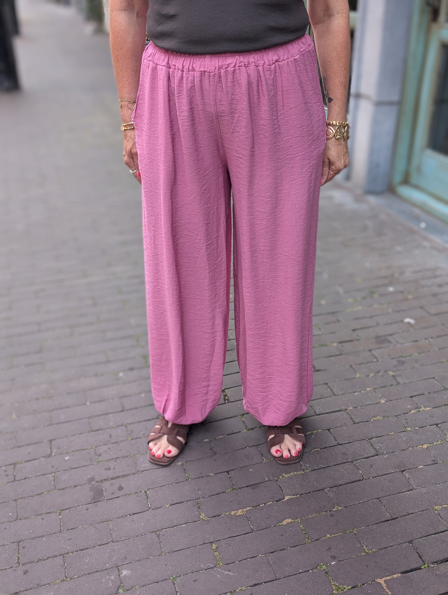 Viscose ballon broek Amy - Oud roze