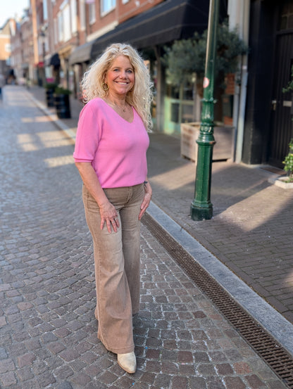 V-hals basis top Melodie - Roze