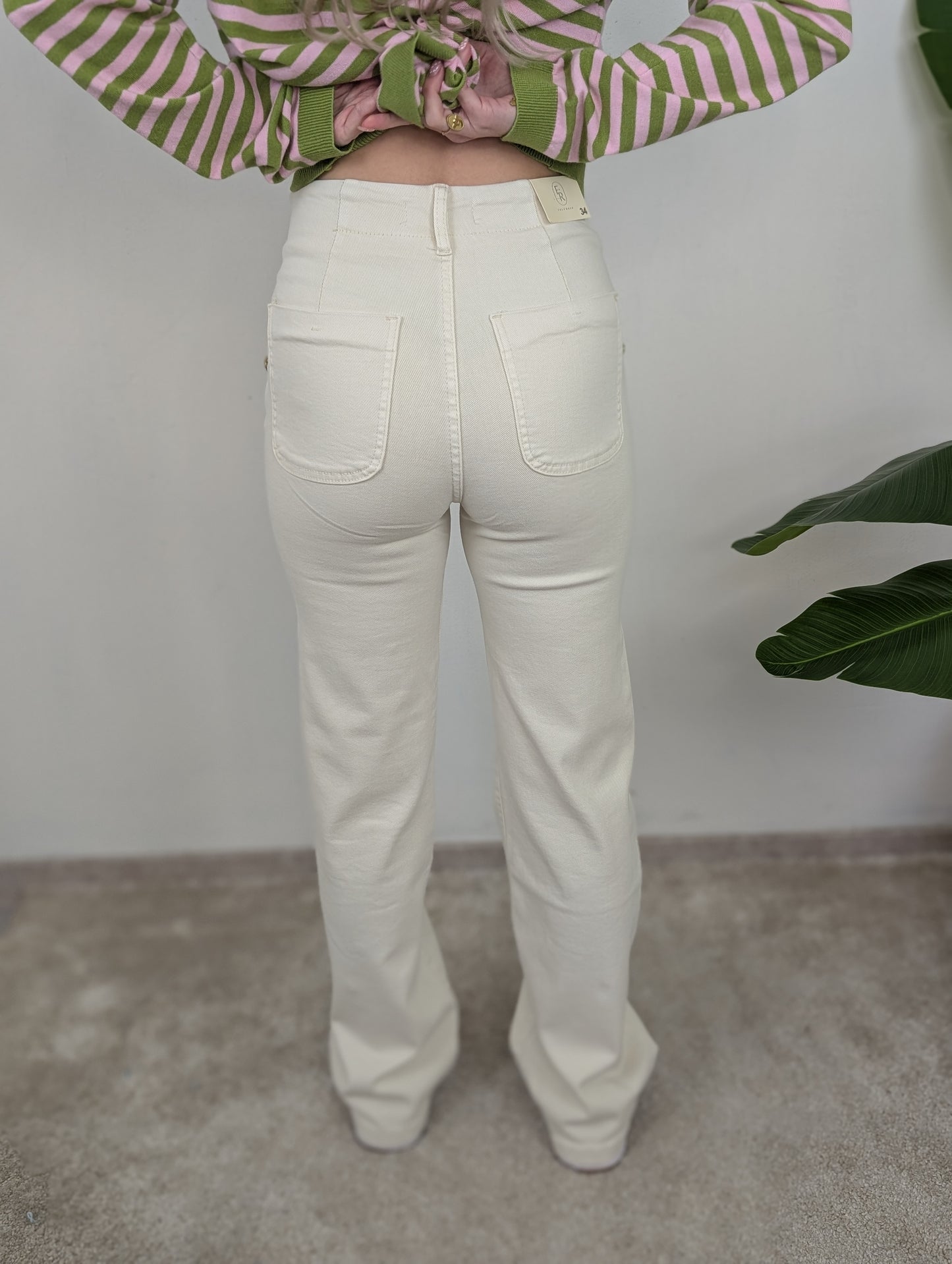 Marine jeans met gouden knopen - Ecru