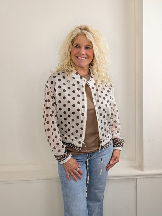 Blouse/vest bomber Polkadots - Ecru/Bruin