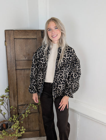 Mila panter bomber jas - Bruin mix