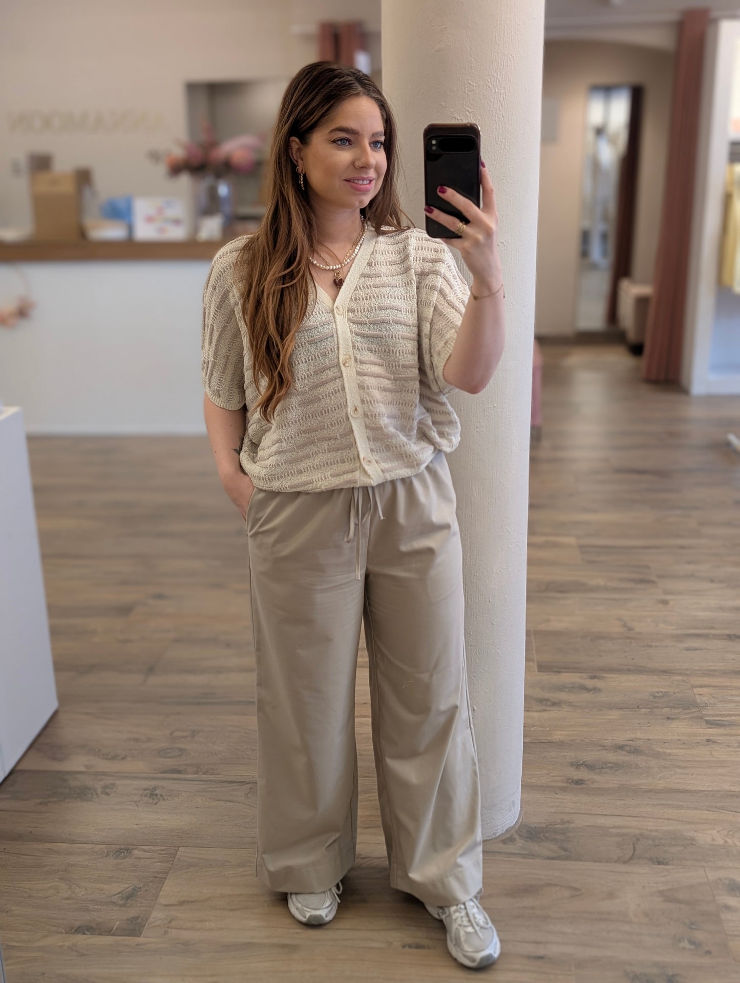 Zusss gestreepte spencer - Dark Sand